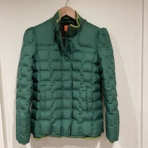 Y2K Juicy Couture green Down Quilted Puffer Coat Jacket gather Dollcore Sz S